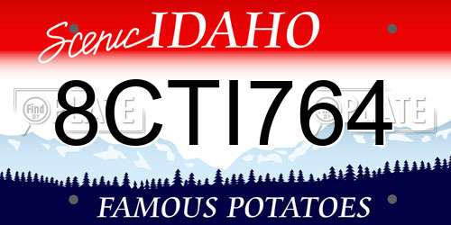 8CTI764 Idaho License Plate