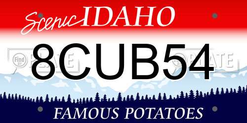 8CUB54 Idaho License Plate