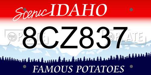 8CZ837 Idaho License Plate