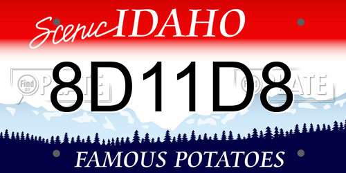 8D11D8 Idaho License Plate