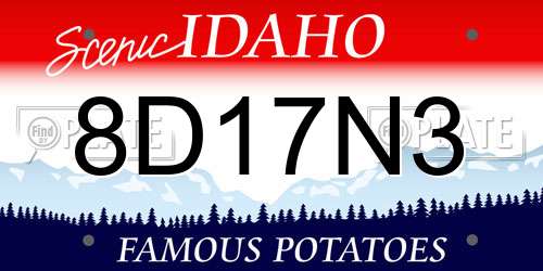 8D17N3 Idaho License Plate