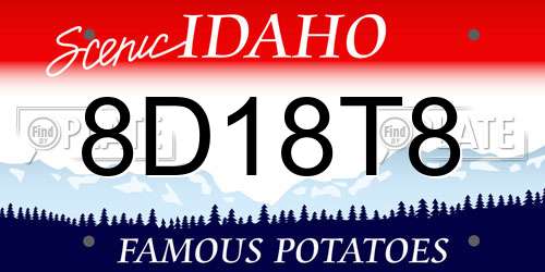 8D18T8 Idaho License Plate