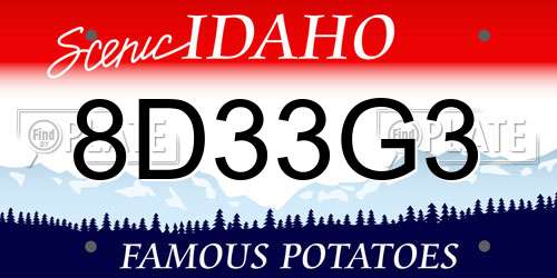 8D33G3 Idaho License Plate
