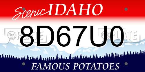 8D67U0 Idaho License Plate