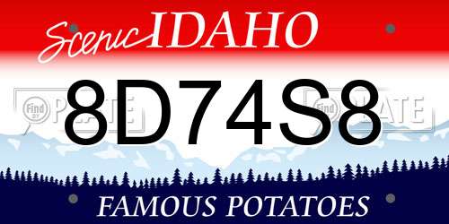 8D74S8 Idaho License Plate