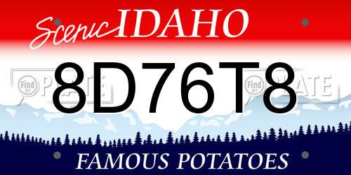 8D76T8 Idaho License Plate