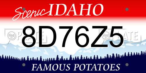 8D76Z5 Idaho License Plate