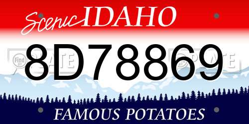 8D78869 Idaho License Plate