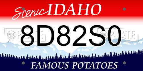 8D82S0 Idaho License Plate