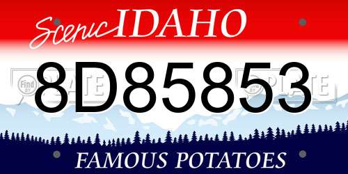 8D85853 Idaho License Plate