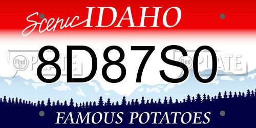 8D87S0 Idaho License Plate