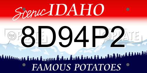 8D94P2 Idaho License Plate
