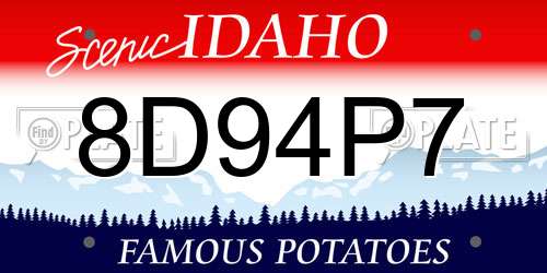 8D94P7 Idaho License Plate