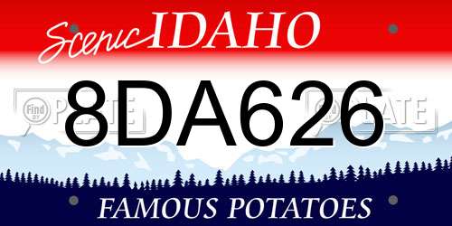 8DA626 Idaho License Plate