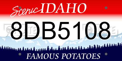 8DB5108 Idaho License Plate