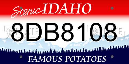 8DB8108 Idaho License Plate