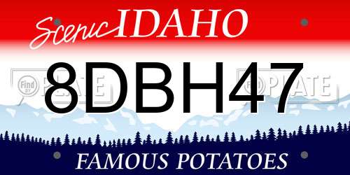 8DBH47 Idaho License Plate