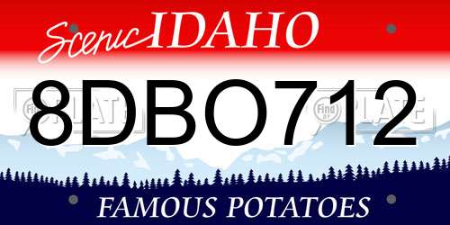 8DBO712 Idaho License Plate