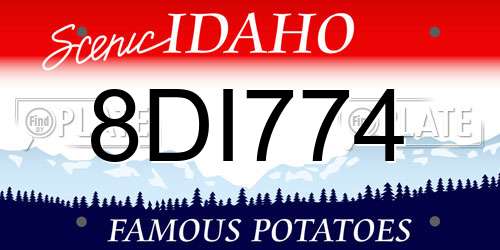 8DI774 Idaho License Plate