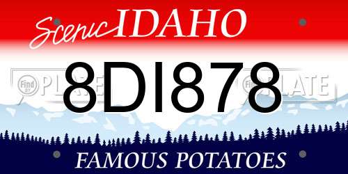 8DI878 Idaho License Plate