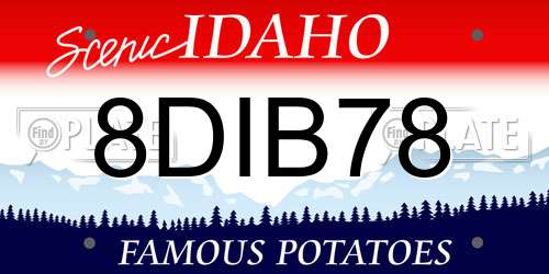 8DIB78 Idaho License Plate