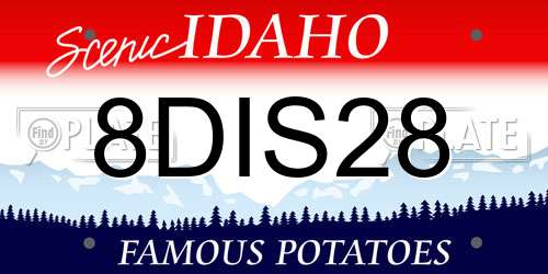 8DIS28 Idaho License Plate