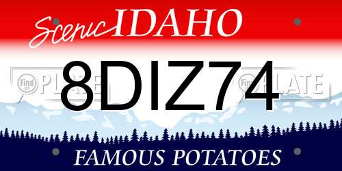 8DIZ74 Idaho License Plate