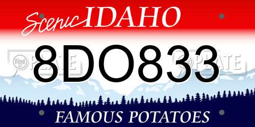 8DO833 Idaho License Plate