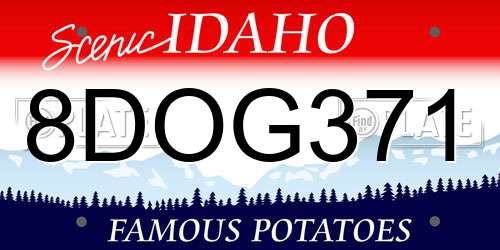 8DOG371 Idaho License Plate