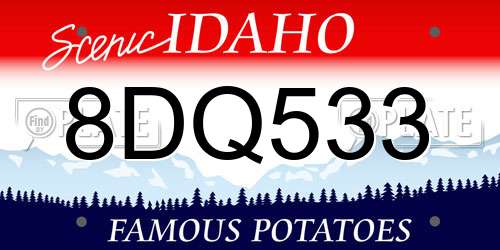 8DQ533 Idaho License Plate