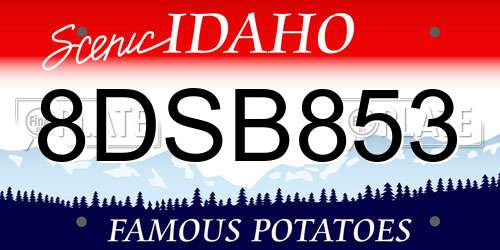 8DSB853 Idaho License Plate