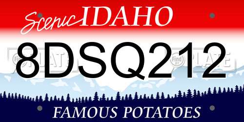 8DSQ212 Idaho License Plate