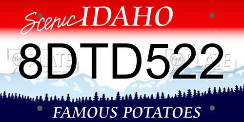 8DTD522 Idaho License Plate