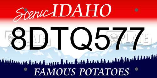 8DTQ577 Idaho License Plate