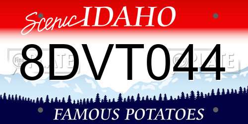 8DVT044 Idaho License Plate