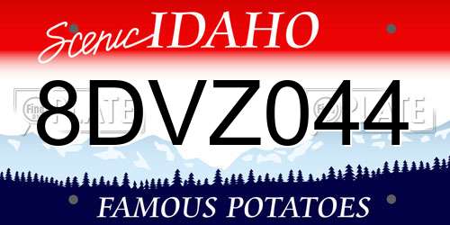 8DVZ044 Idaho License Plate