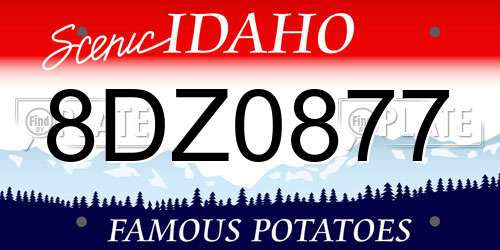 8DZ0877 Idaho License Plate