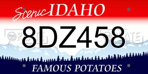 8DZ458 Idaho License Plate