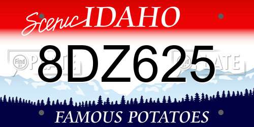 8DZ625 Idaho License Plate