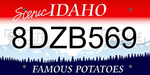 8DZB569 Idaho License Plate