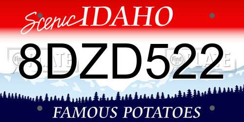 8DZD522 Idaho License Plate