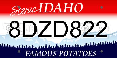 8DZD822 Idaho License Plate