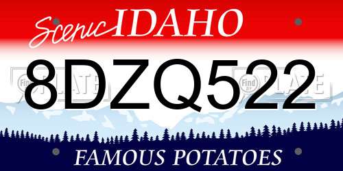 8DZQ522 Idaho License Plate