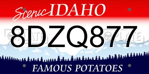 8DZQ877 Idaho License Plate
