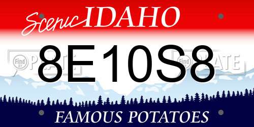 8E10S8 Idaho License Plate