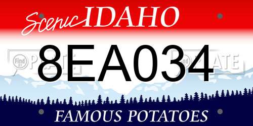8EA034 Idaho License Plate