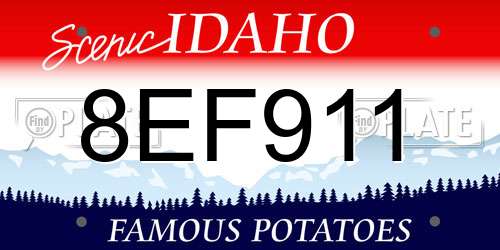 8EF911 Idaho License Plate