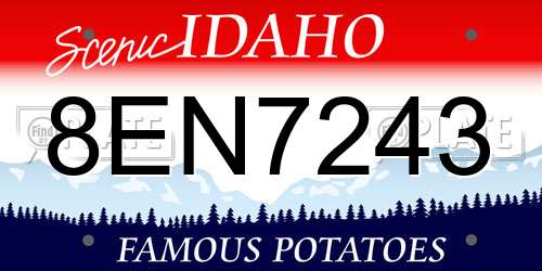 8EN7243 Idaho License Plate