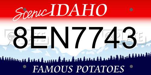8EN7743 Idaho License Plate