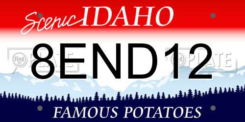 8END12 Idaho License Plate